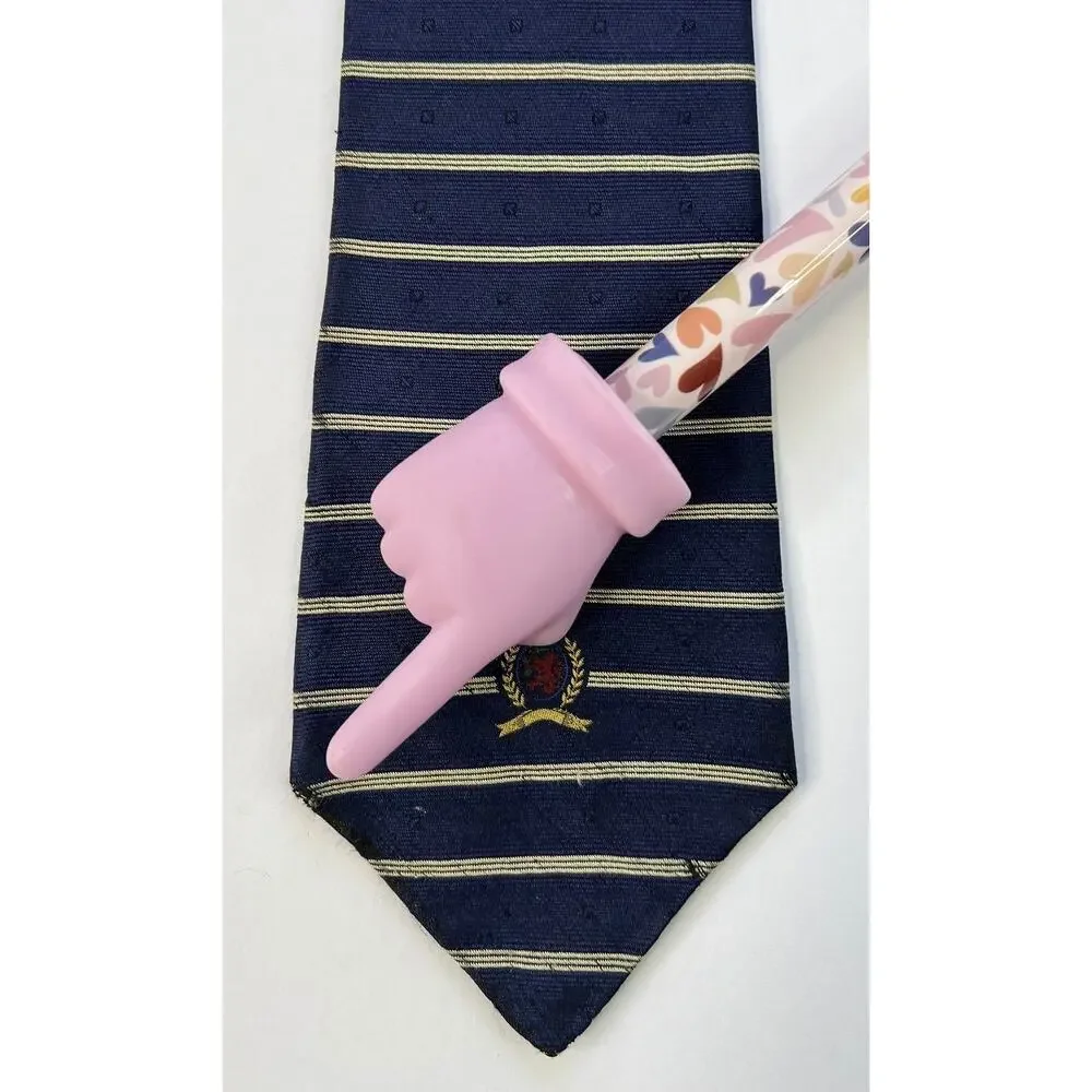 Tommy Hilfiger Mens Silk Tie Navy Gold Stripe Crest USA Classic Designer